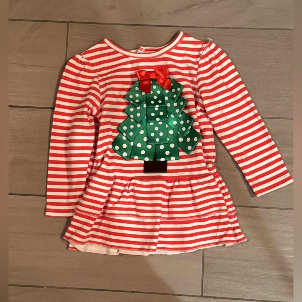 Starting Out Red and White Striped Dress with Green Tree 18m